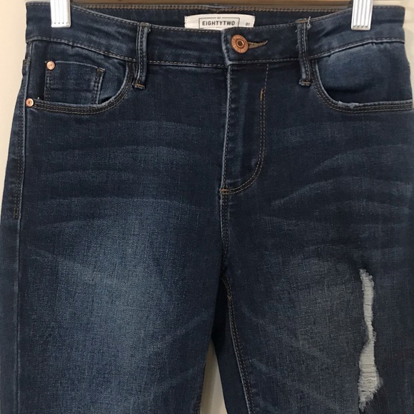 Eighty Two Dark Blue Ripped Jean - Picture 3 of 4